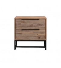 Hannah Two Drawers Bedside Table In Light Oak Colour in Solid Acacia Timber Veneered MDF
